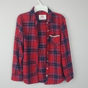 Justice Girls Flannel Shirt Red Plaid size 8